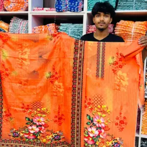 কোসেক সিকুইন আড়ি কাজ থ্রী পিস-চার সেট কম্বো ।